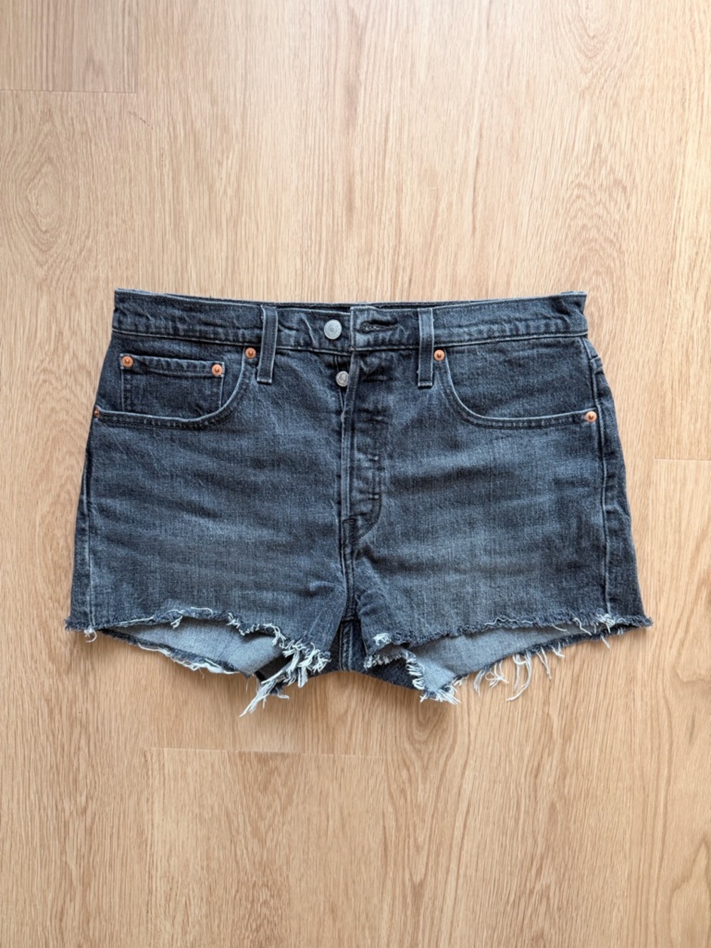 Levi's Black Frayed Cutoff Denim Shorts